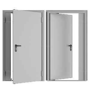 Дверь DoorHan/1850/2050/Противопож.EI60/двухств./глухая/глад./глад./RAL7035/прав./угл. рама, DPG60/1850/2050/7035/R/N